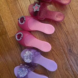 Girls Pink & Purple Jelly Slide Sandals with Decorative Charms